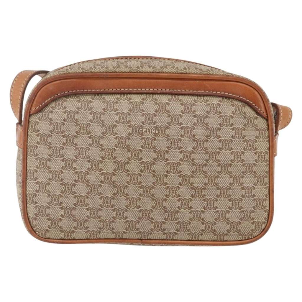 Celine Vintage Macadam Shoulder Bag Beige Canvas Good condition - Back View