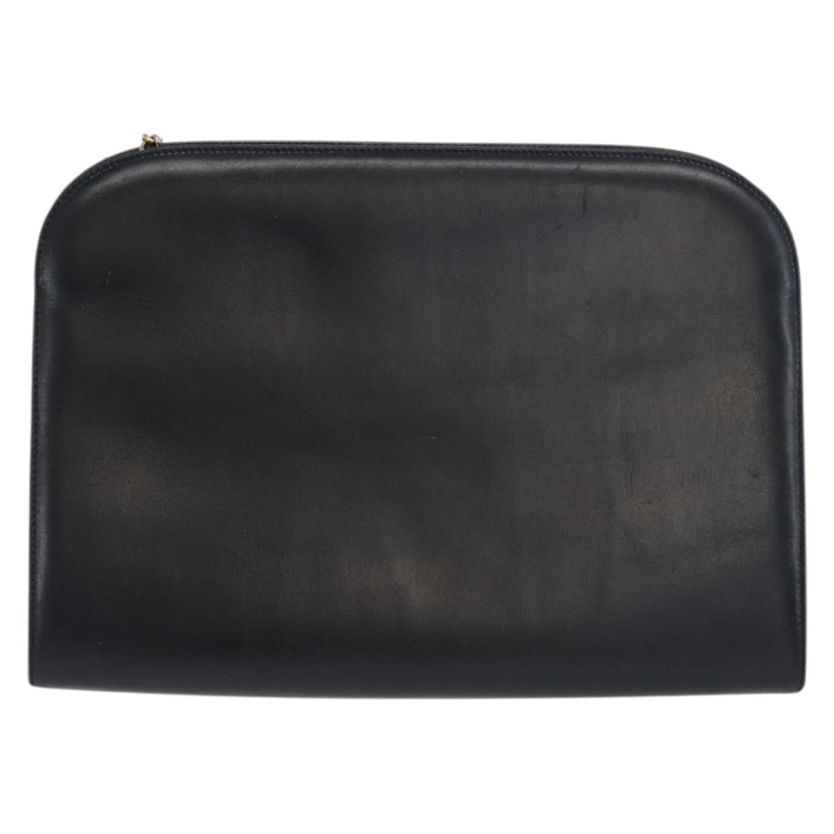 Salvatore Ferragamo Vintage Gancini Chain Shoulder Bag Navy Leather Good condition - Back View