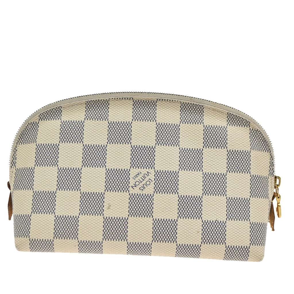 Louis Vuitton Cosmetic Pouch White Canvas Good condition - Back View