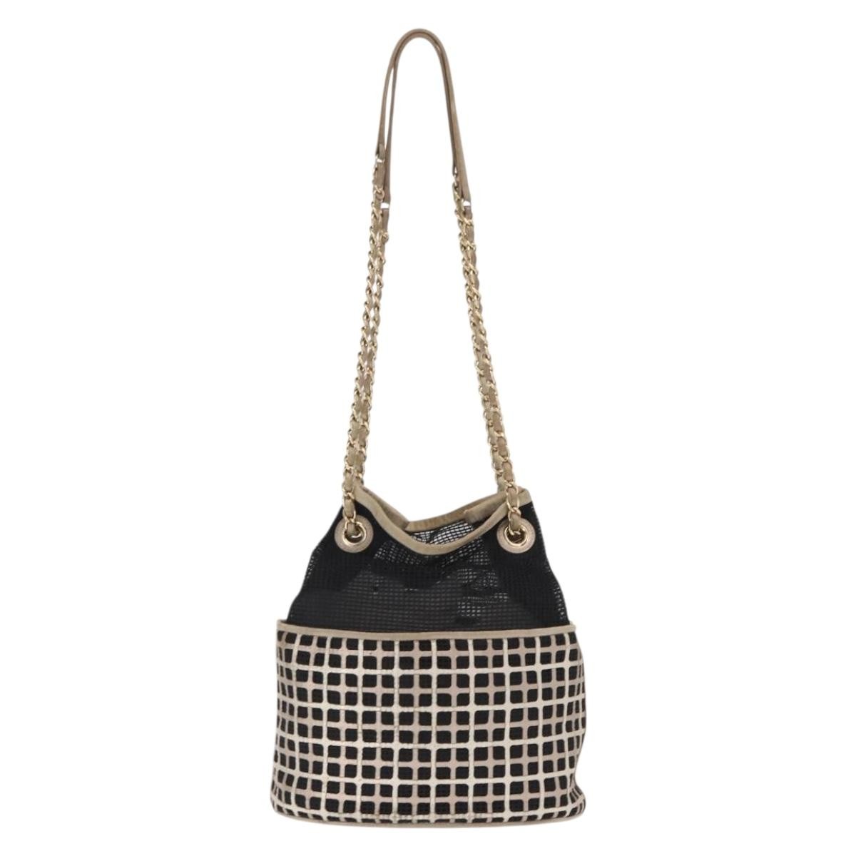 Chanel Chain Bucket Bag Black Leather Fair condition - Back View