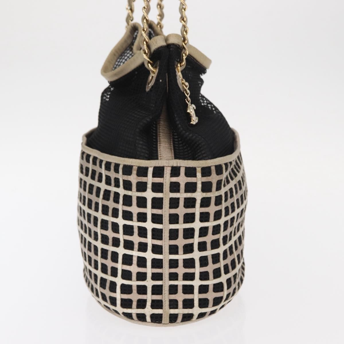 Chanel Chain Bucket Bag Black Leather Fair condition - Model View
