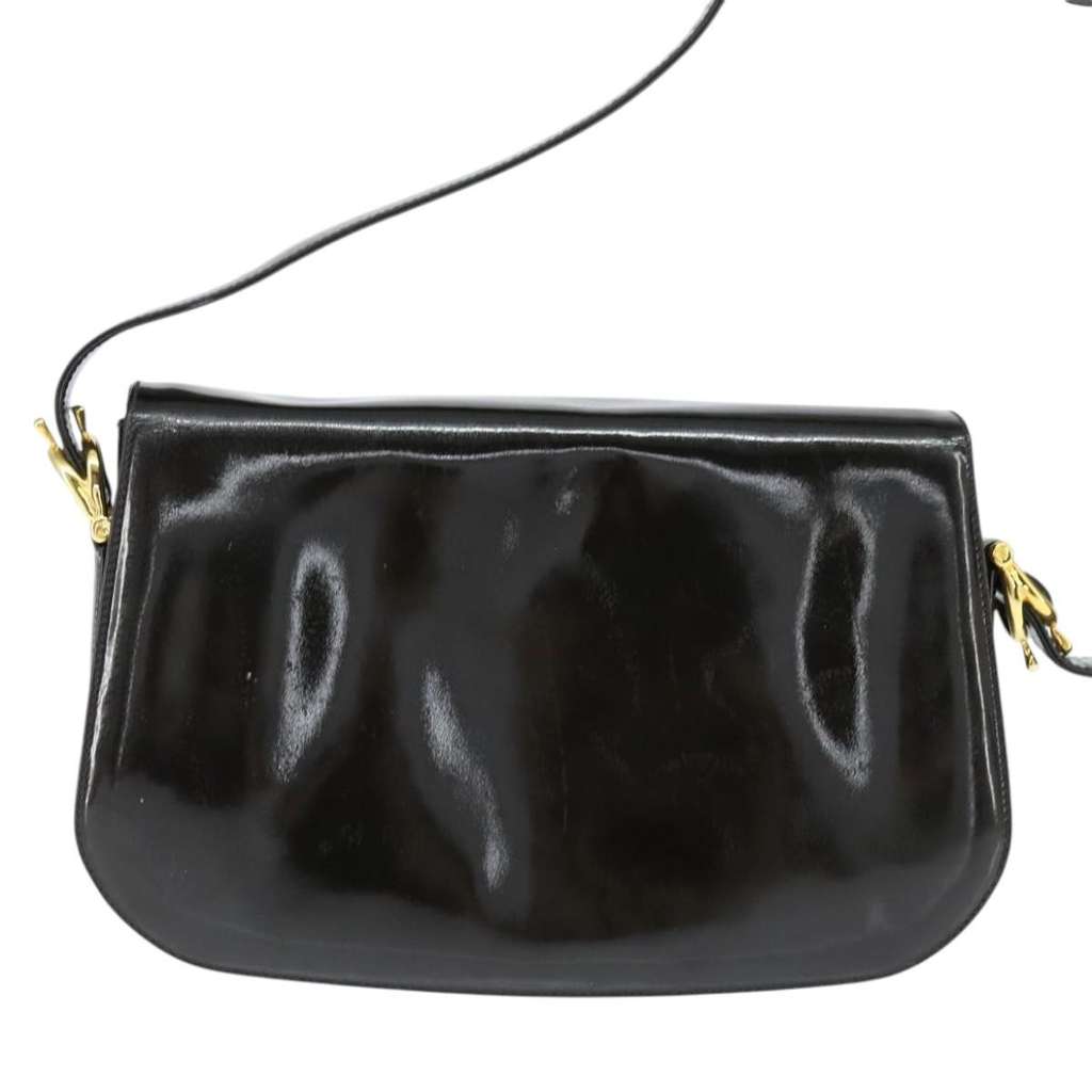 Celine Vintage Carriage Flap Clutch Black Good condition - Back View