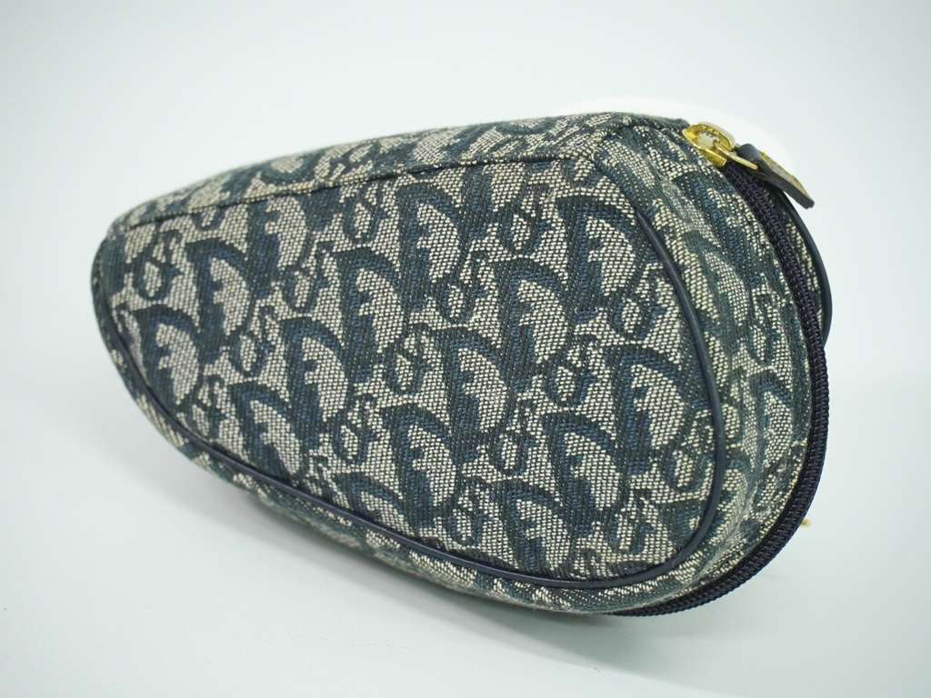 Christian Dior Saddle Zip Pouch Navy Canvas Good condition - Back View