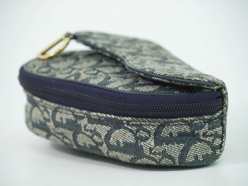 Christian Dior Saddle Zip Pouch Navy Canvas Good condition - Inside View