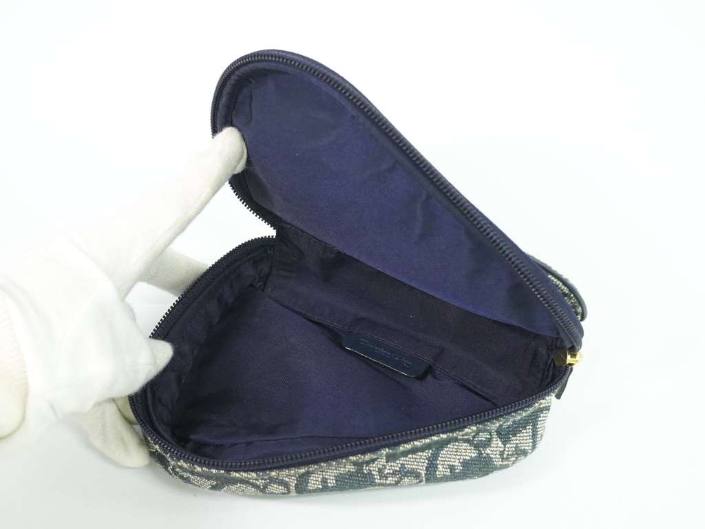 Christian Dior Saddle Zip Pouch Navy Canvas Good condition - Box View