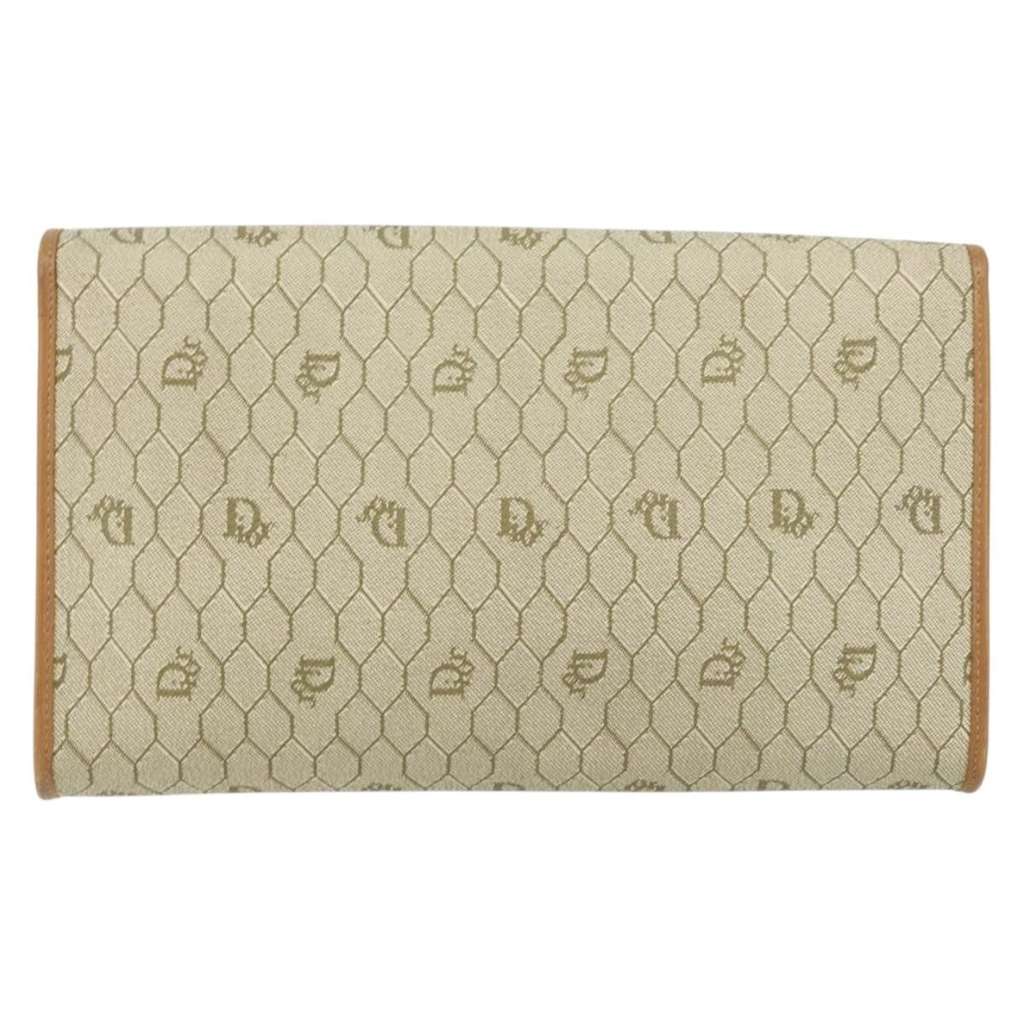 Christian Dior Vintage Honeycomb chain Beige Canvas Good condition - Back View