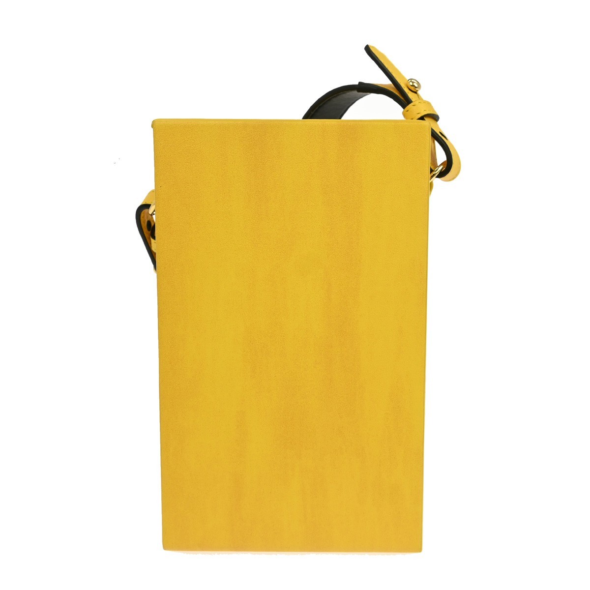 Fendi Logo Vertical Box Crossbody Bag Yellow Leather Good condition - Back View