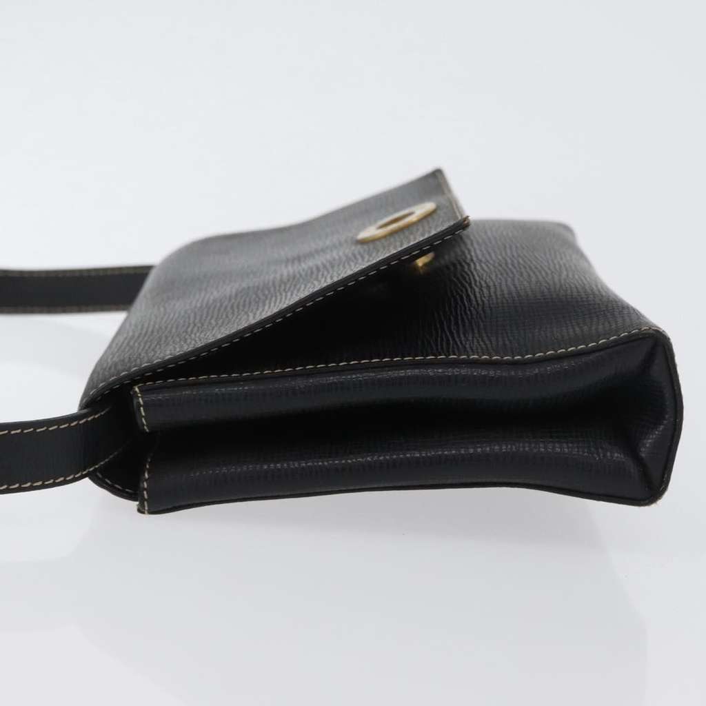 Celine Circle Logo Shoulder Bag Black Leather Good condition - Model View