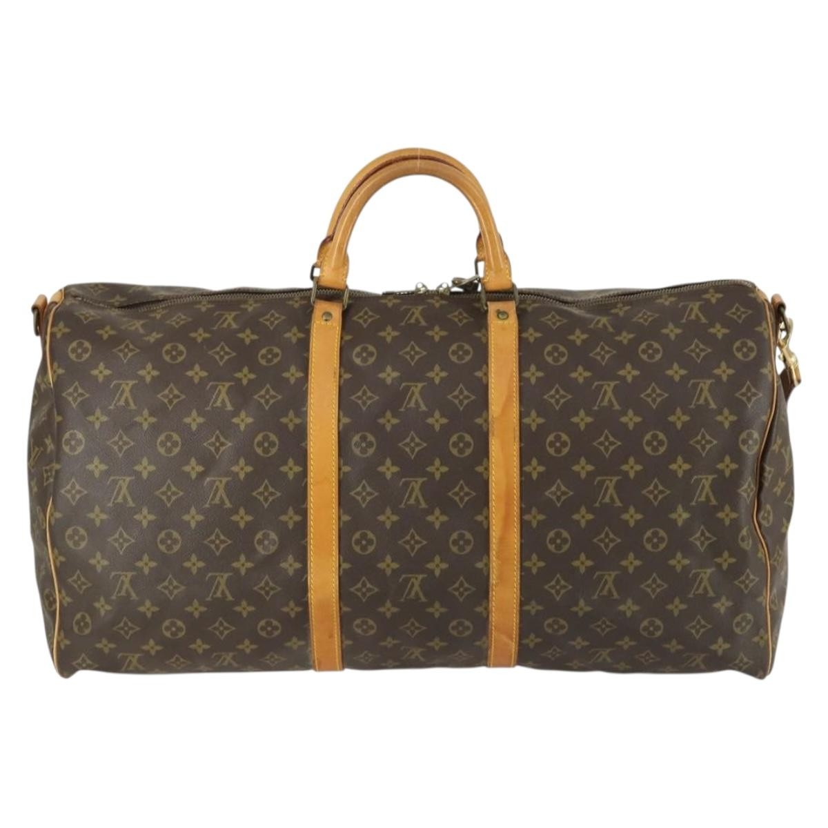 Louis Vuitton Keepall Bandouliere Bag Brown Canvas Fair condition - Back View