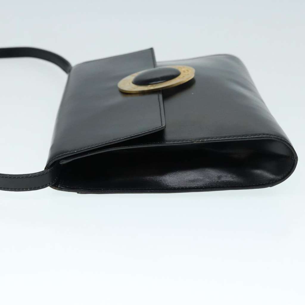 Celine Vintage Circle Logo Crossbody Bag Black Leather Good condition - Model View