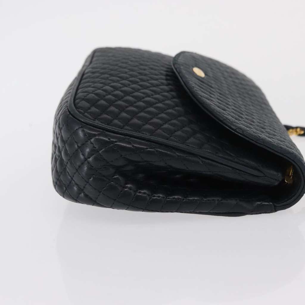 Bally Vintage Chain Shoulder Bag Navy Leather Good condition - Inside View