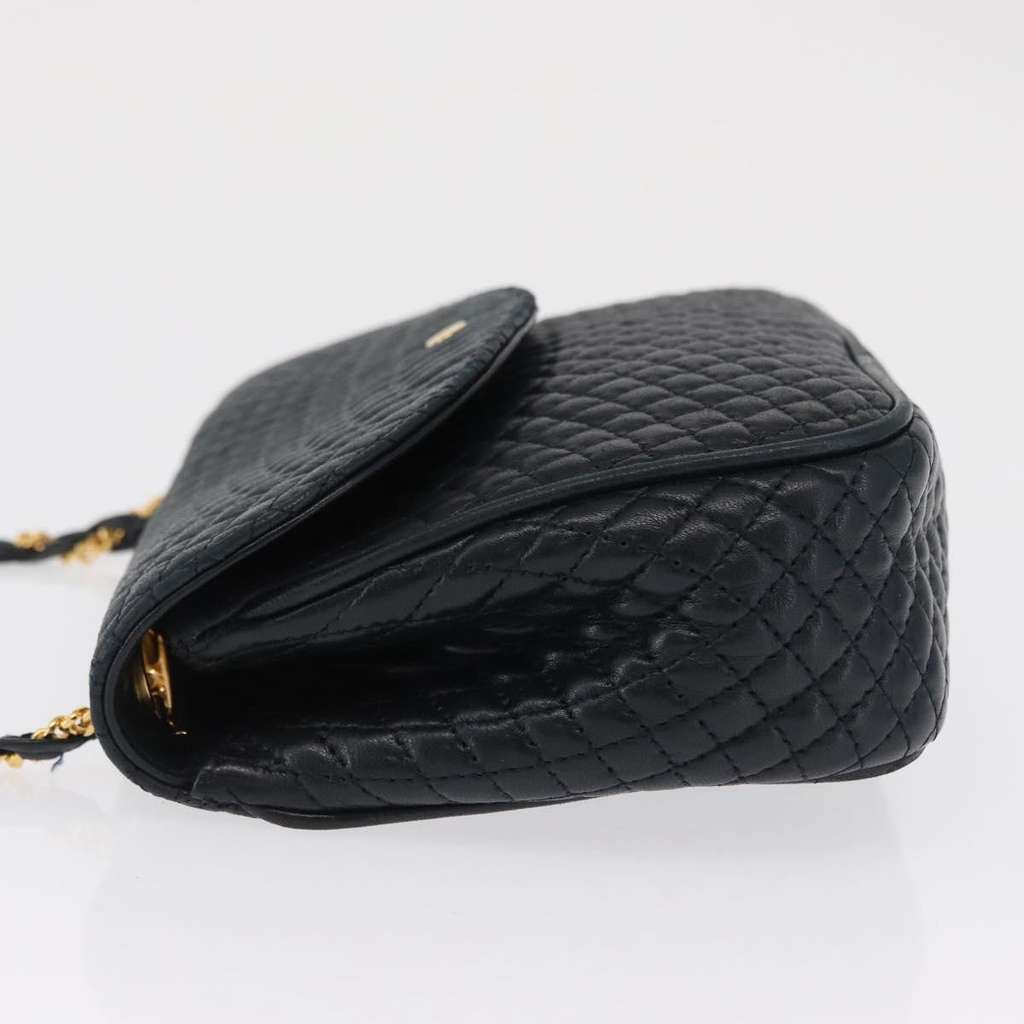 Bally Vintage Chain Shoulder Bag Navy Leather Good condition - Model View