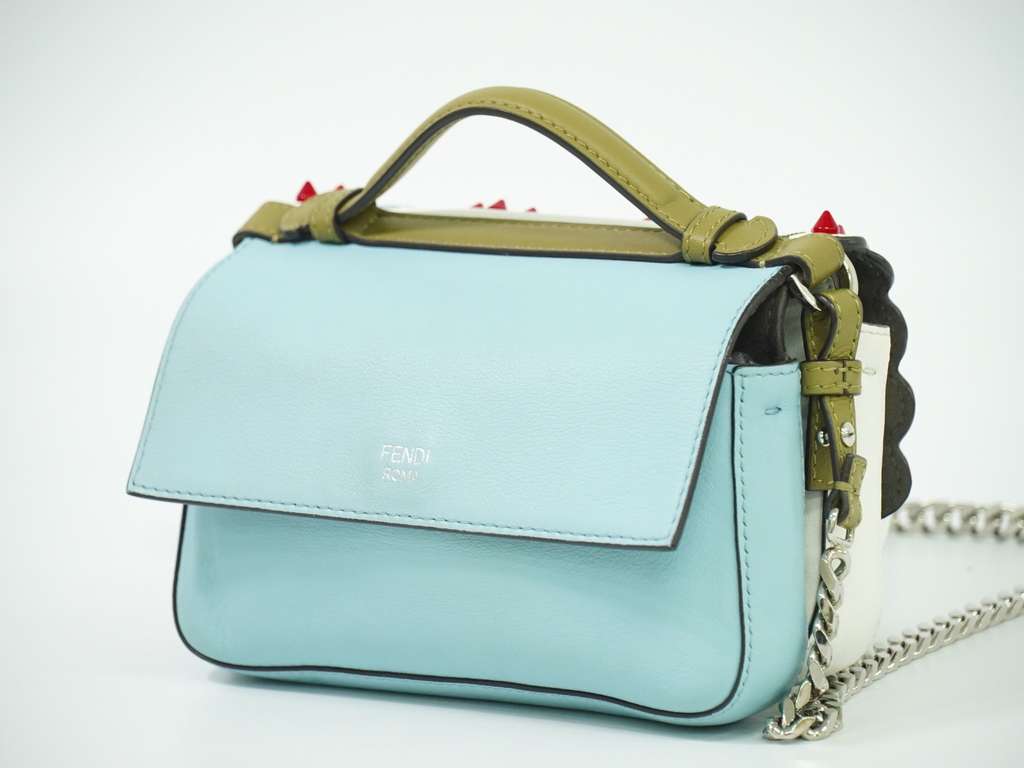 Fendi Double Baguette White Leather Good condition - Back View