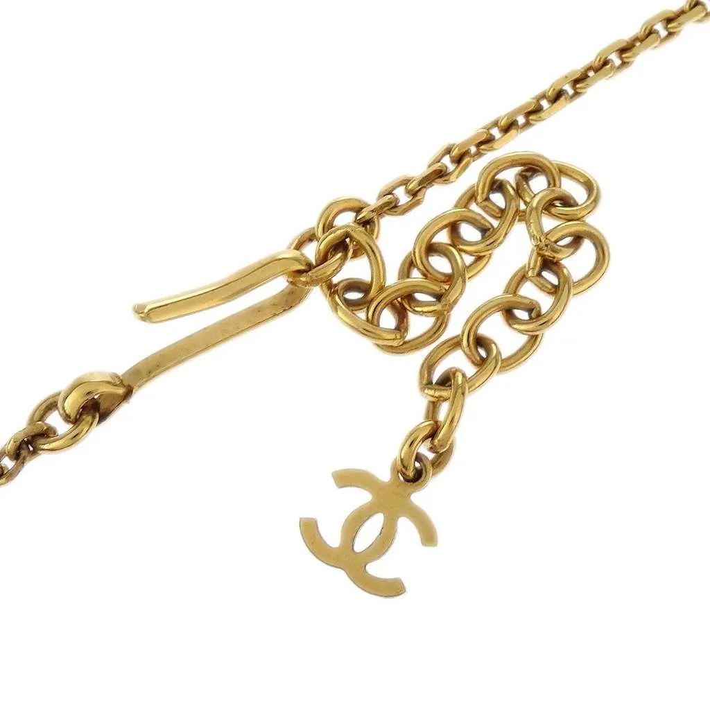 Chanel Vintage CC Rectangular Pendant Necklace Gold Good - Model View