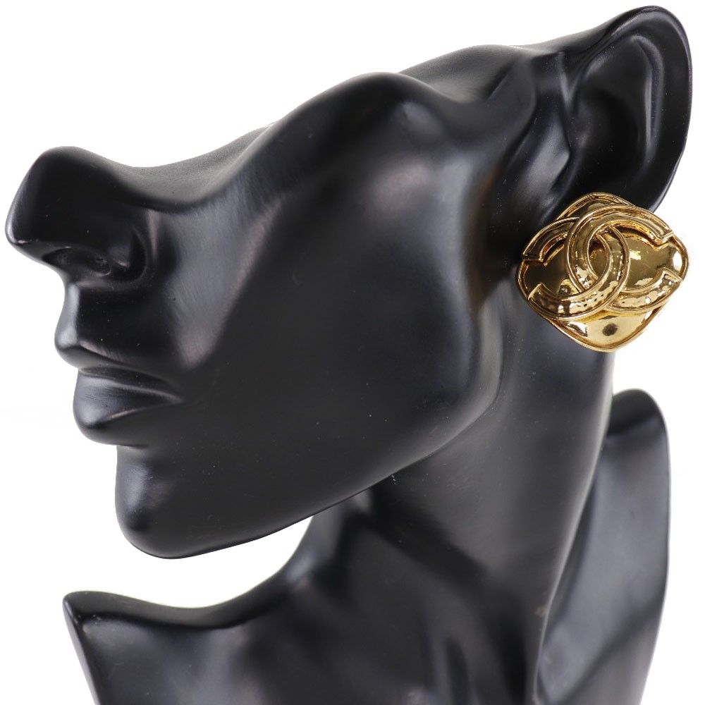 Chanel Vintage CC Clip-On Earrings Gold Good condition - Back View