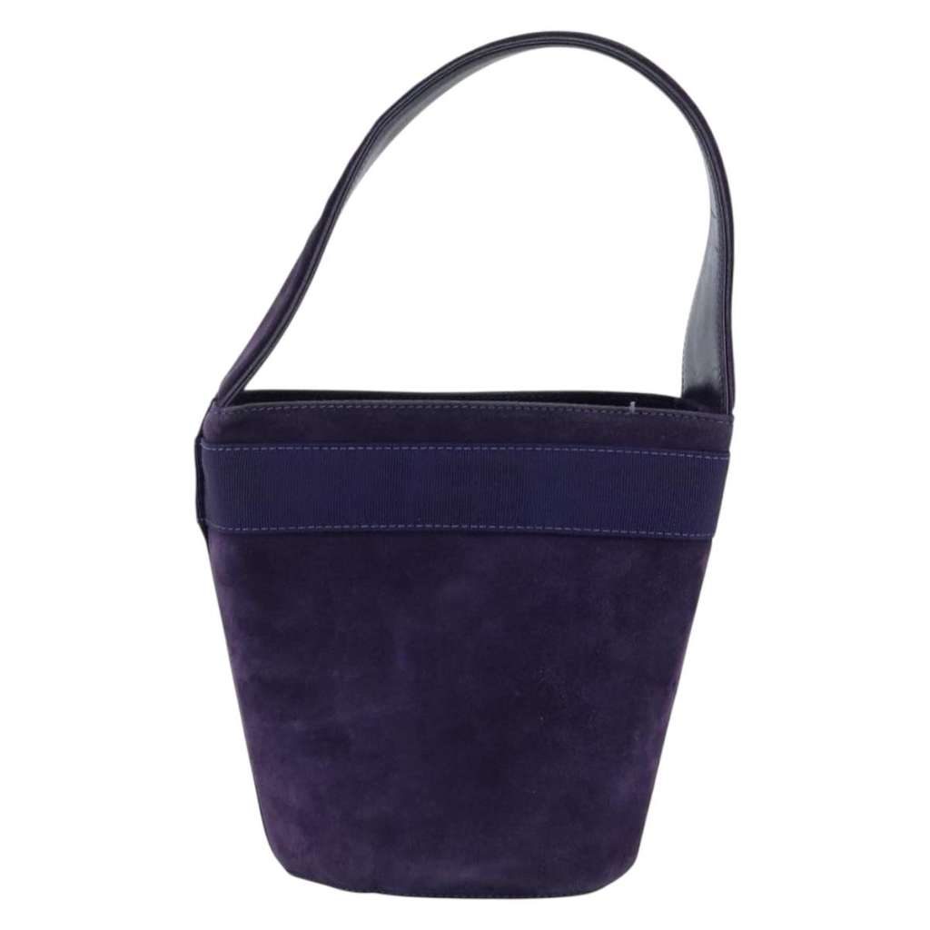 Salvatore Ferragamo Vara Bow Top Handle Bucket Bag Purple Suede Good condition - Back View