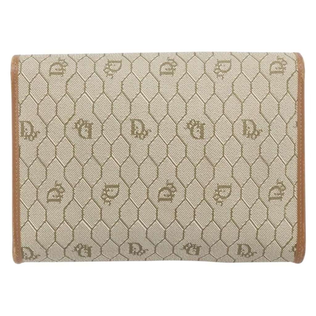 Christian Dior Vintage Honeycomb chain Beige Canvas Good condition - Back View