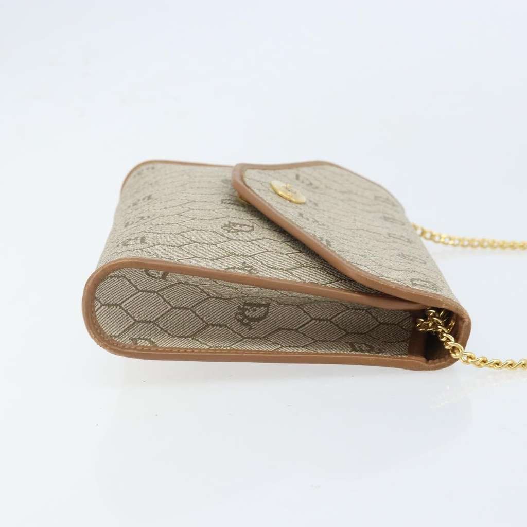 Christian Dior Vintage Honeycomb chain Beige Canvas Good condition - Inside View