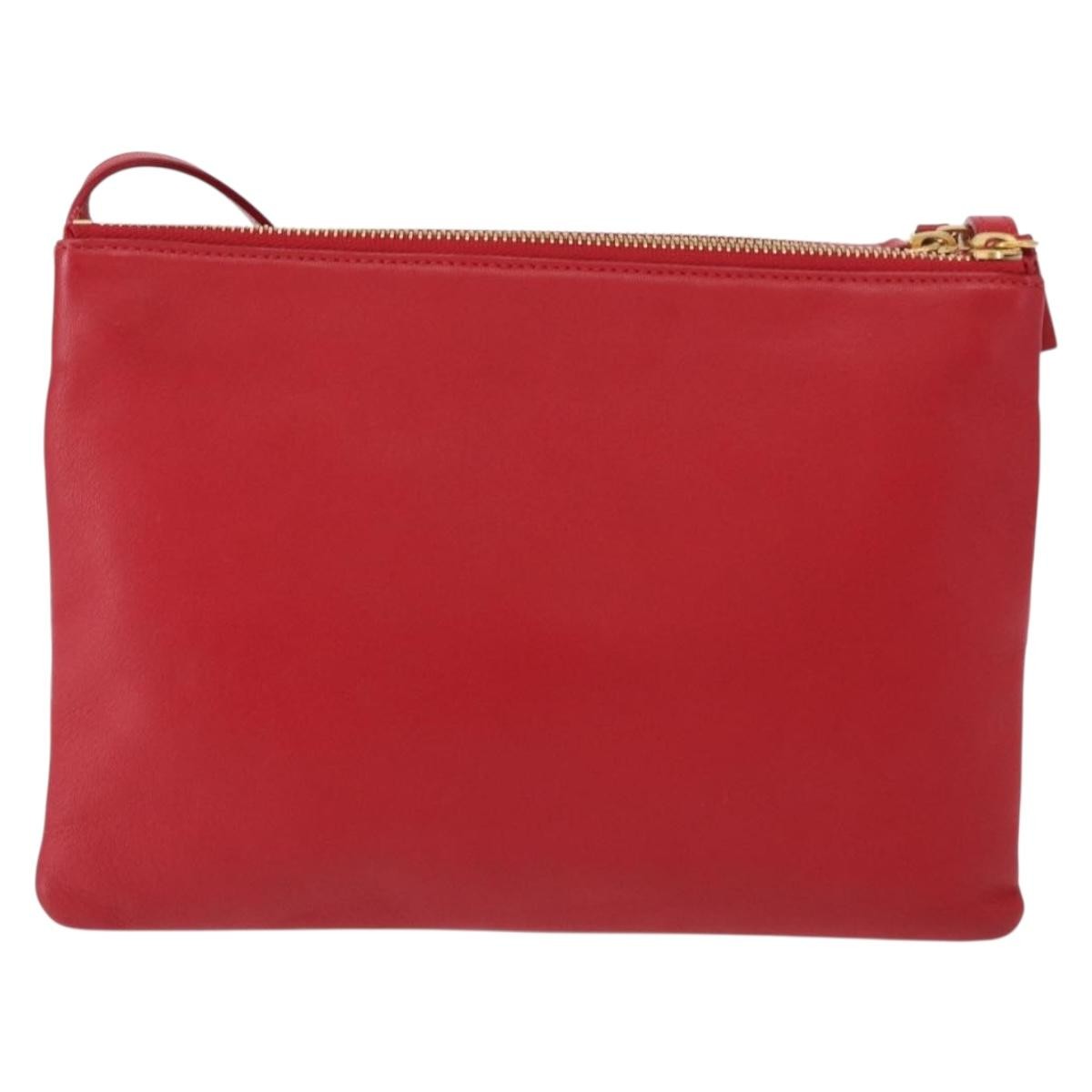 Celine Trio Crossbody Bag Red Leather Good condition - Back View