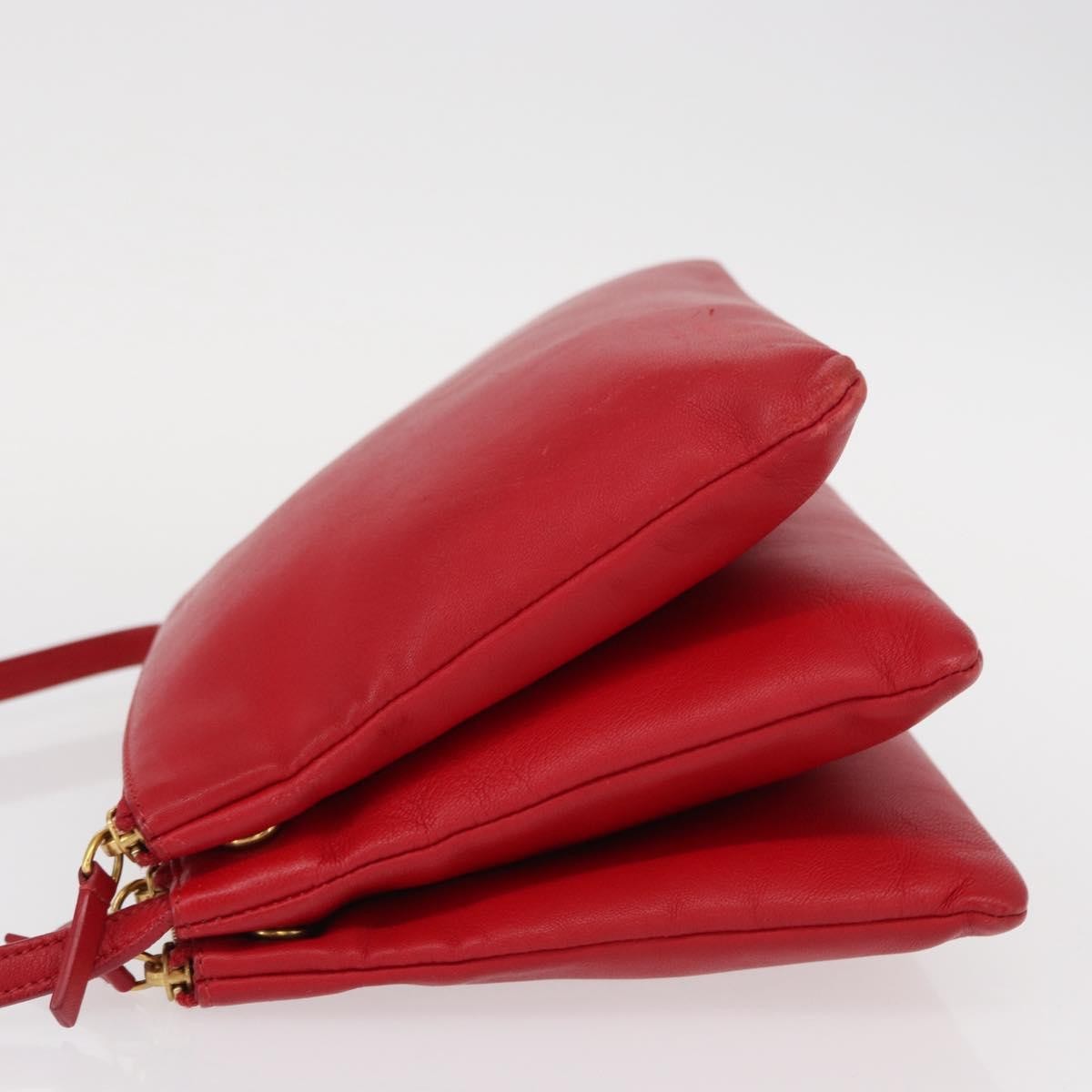 Celine Trio Crossbody Bag Red Leather Good condition - Model View