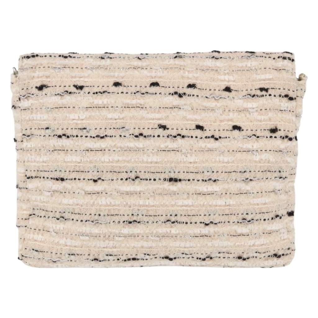 Chanel Vintage Envelope Chain Clutch White Tweed Good condition - Back View