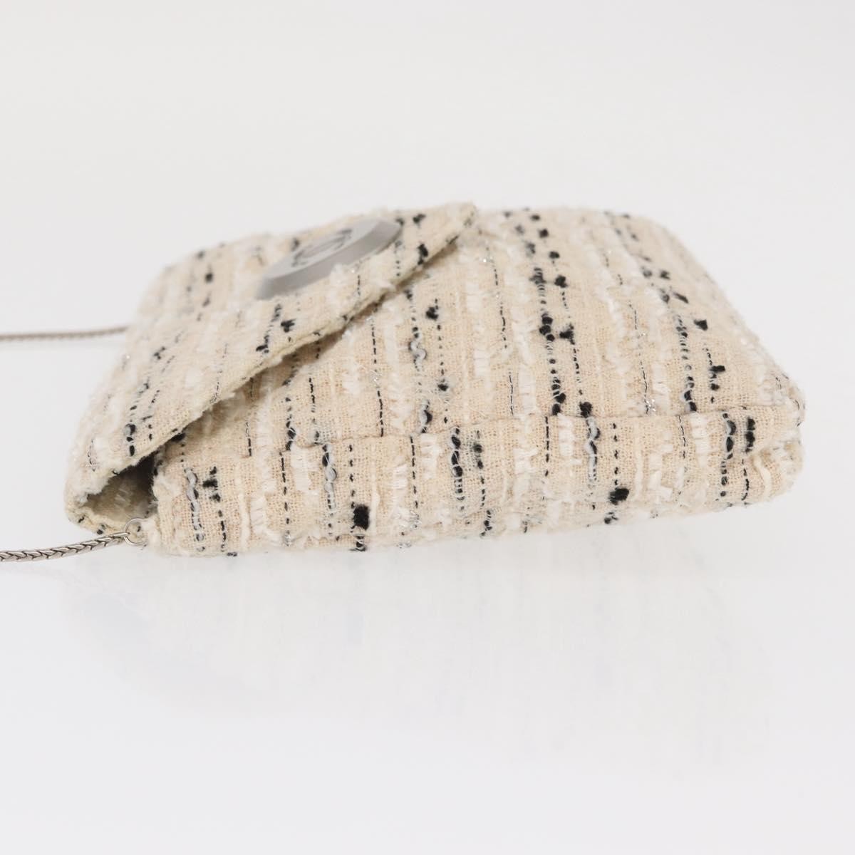 Chanel Vintage Envelope Chain Clutch White Tweed Good condition - Model View