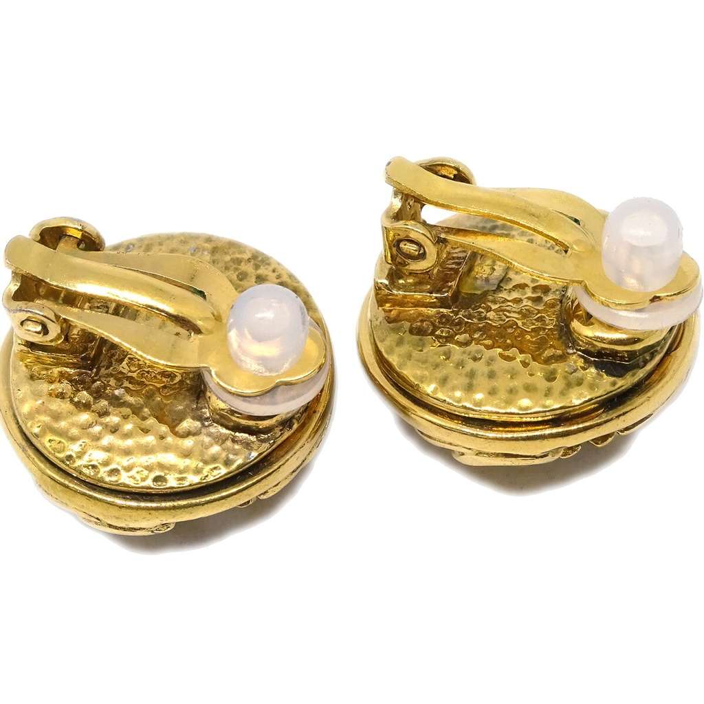 Chanel CC Round Earrings Gold Good condition - Back View