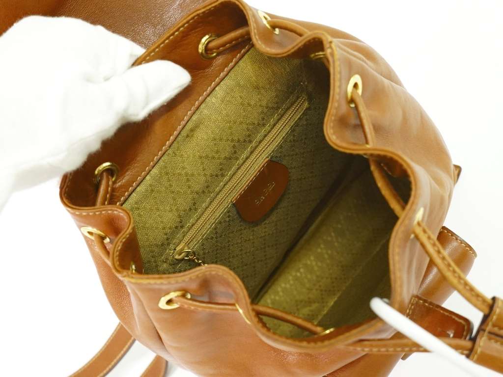 Gucci Vintage Bamboo Backpack Brown Leather Good condition - Inside View
