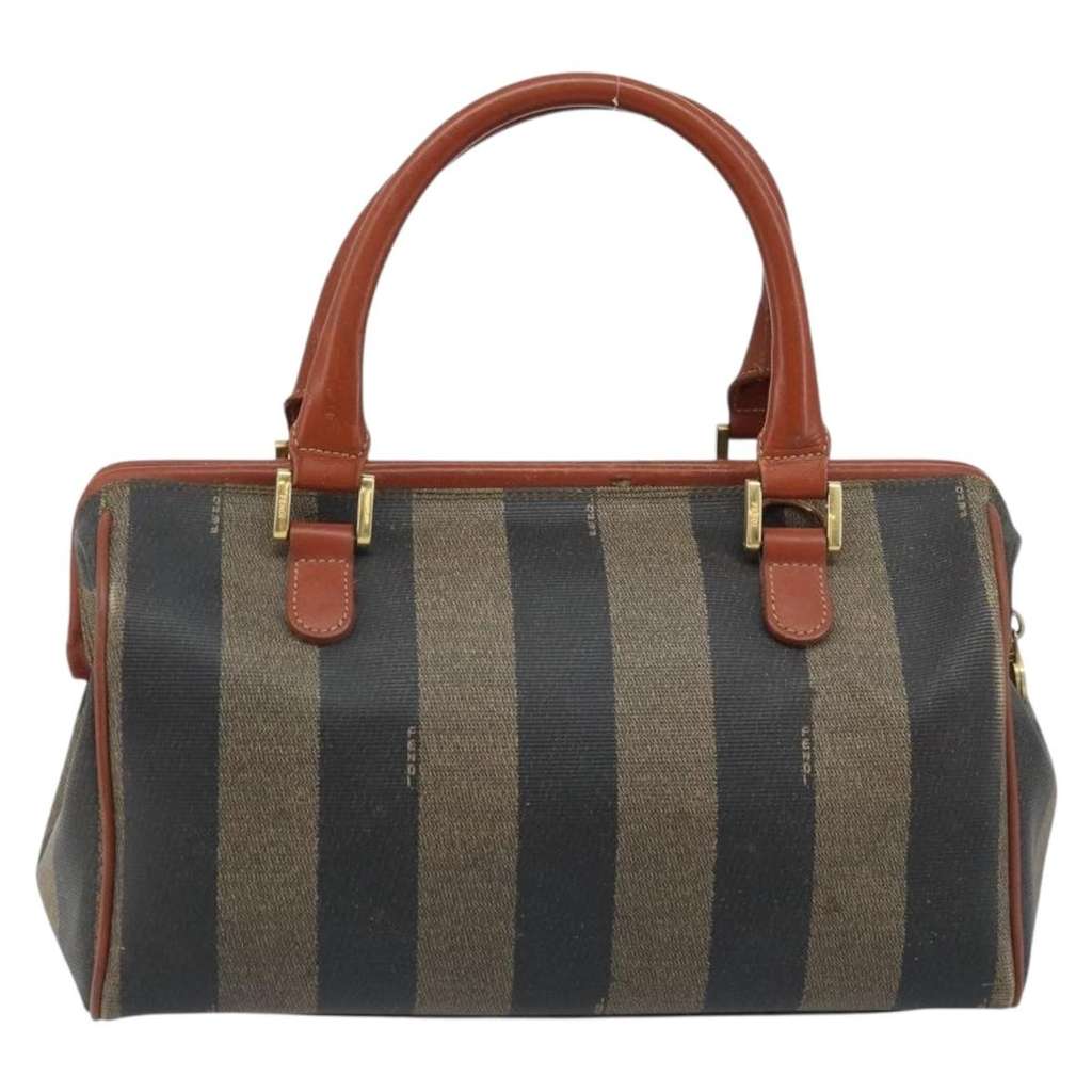 Fendi Vintage Pequin Convertible Boston Bag Brown Canvas Good condition - Back View