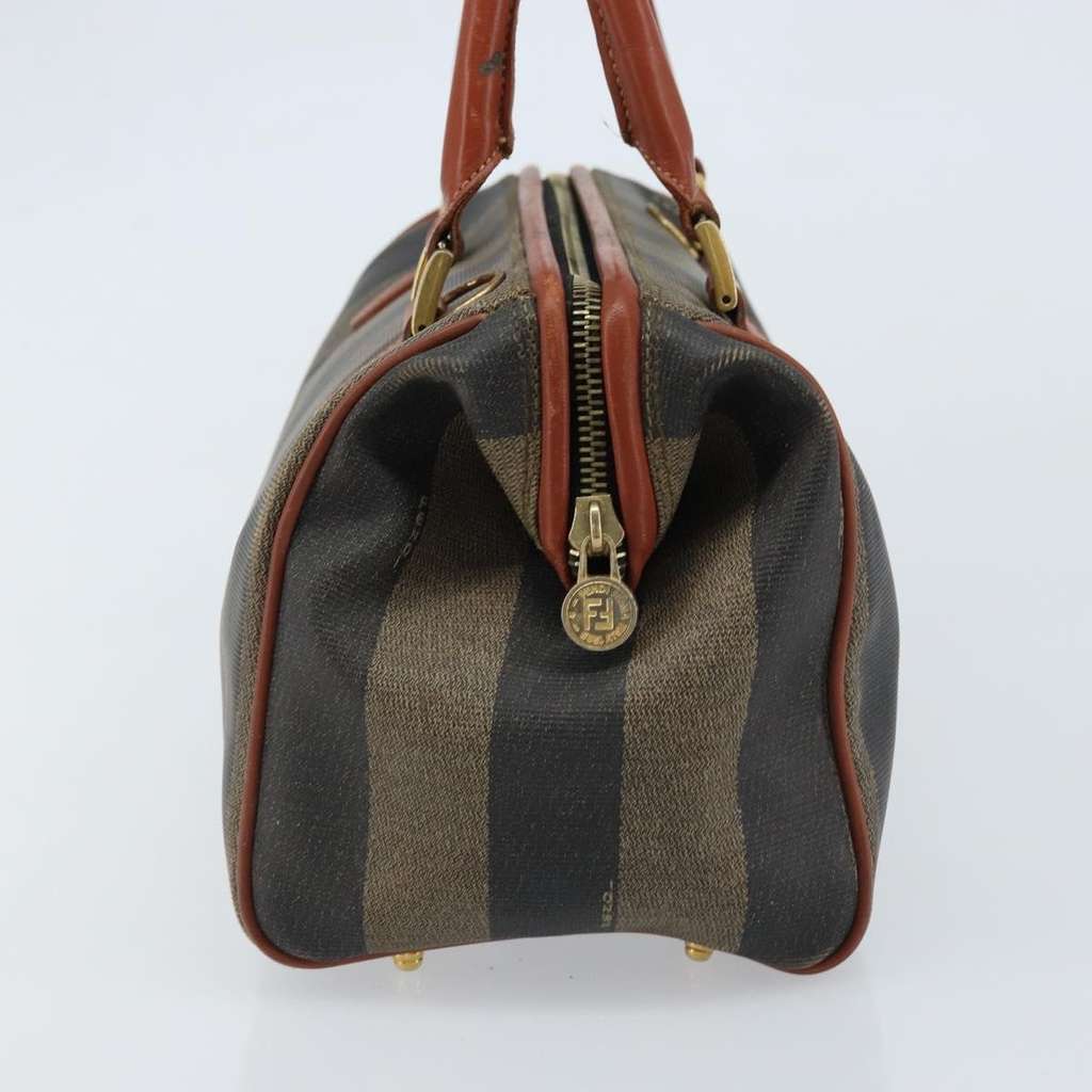 Fendi Vintage Pequin Convertible Boston Bag Brown Canvas Good condition - Inside View