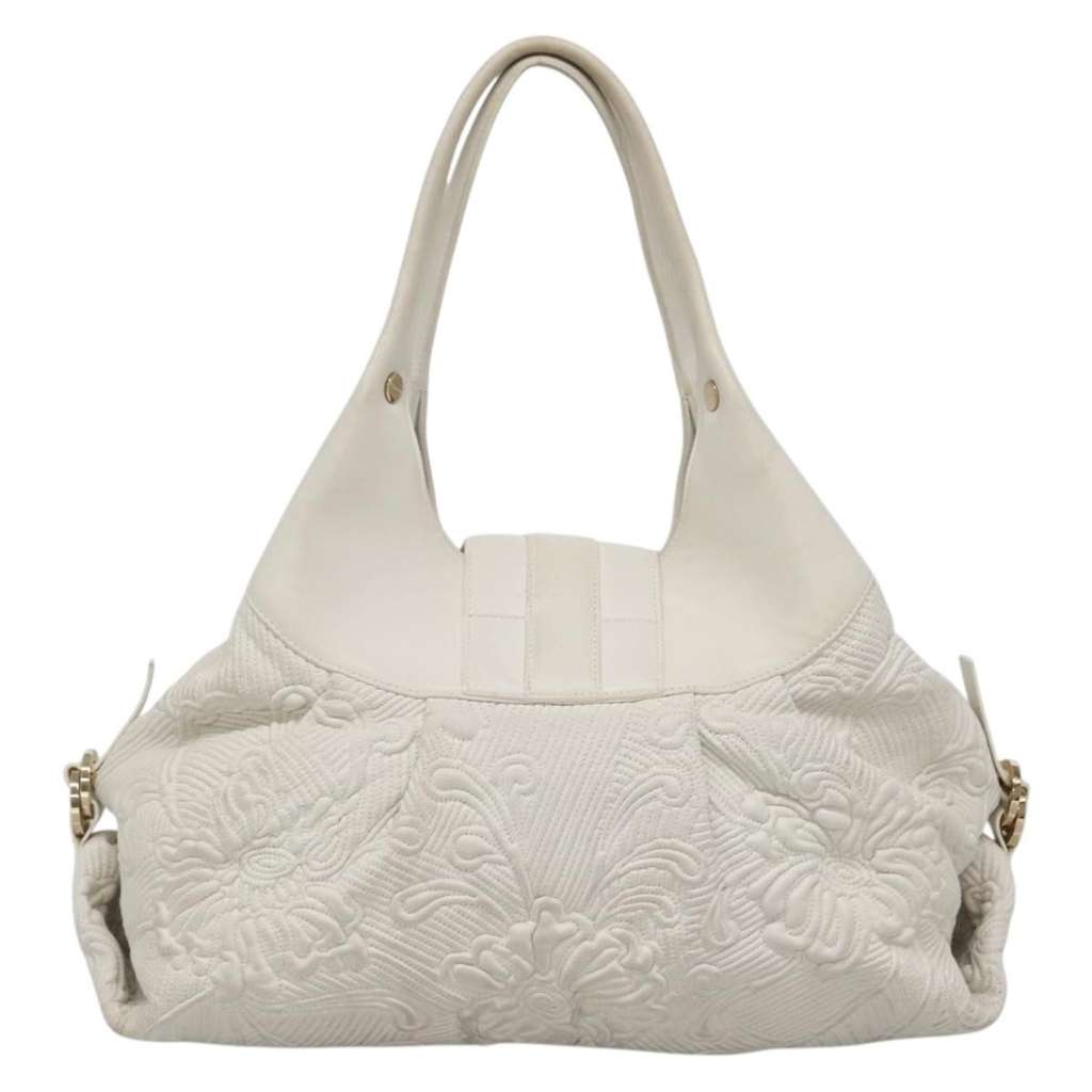 Bvlgari Chandra Hobo White Leather Good condition - Back View