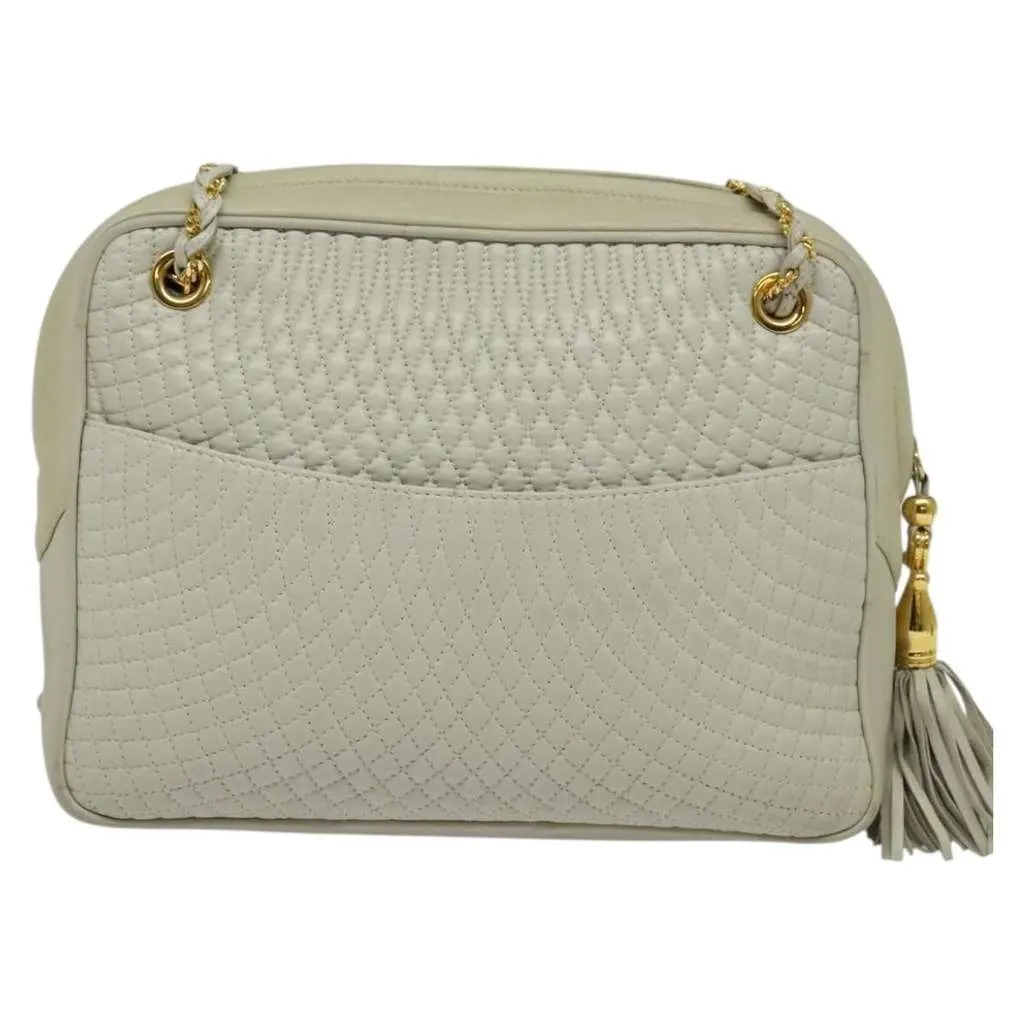 Bally Vintage Chain Shoulder Bag Beige Leather Good - Back View