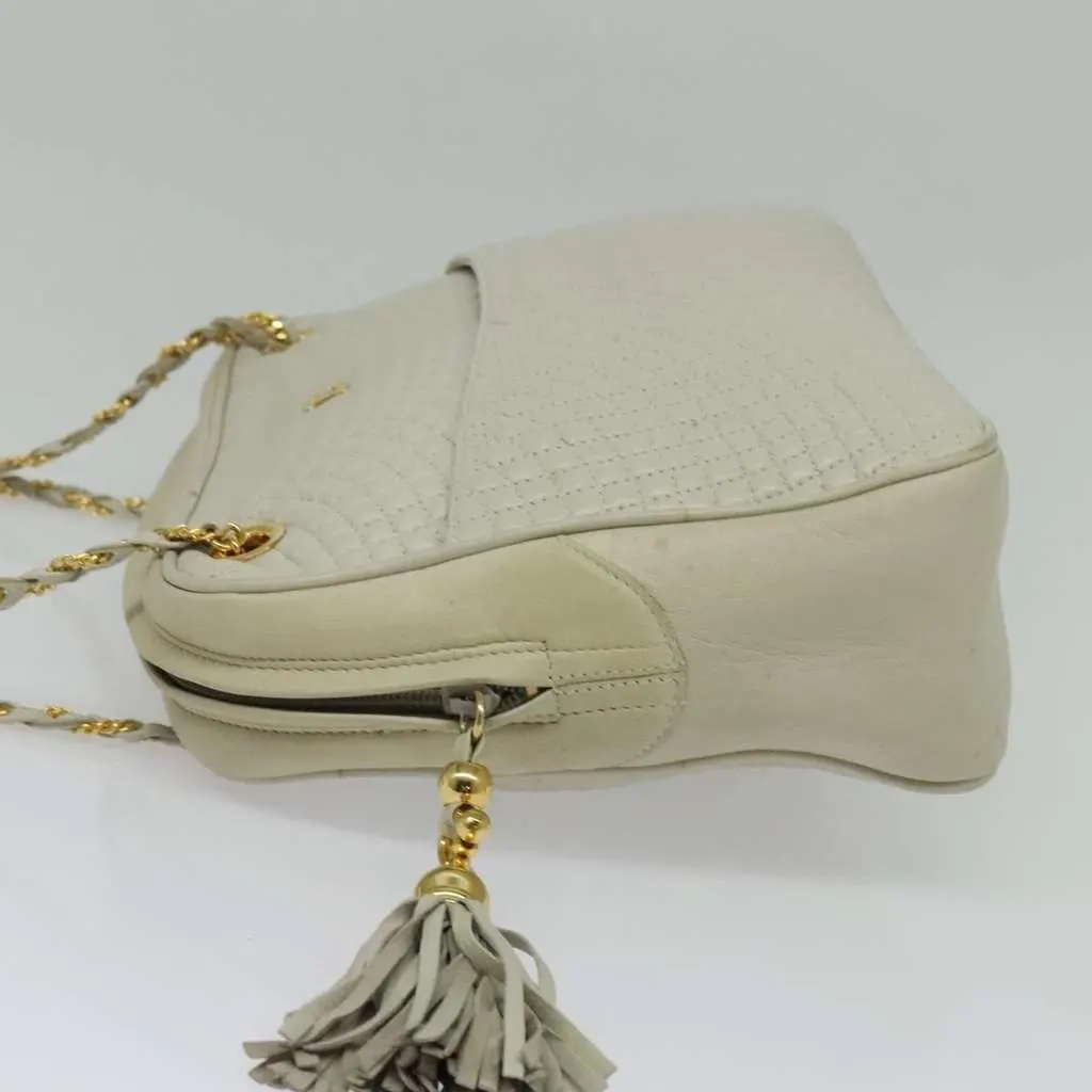 Bally Vintage Chain Shoulder Bag Beige Leather Good - Inside View