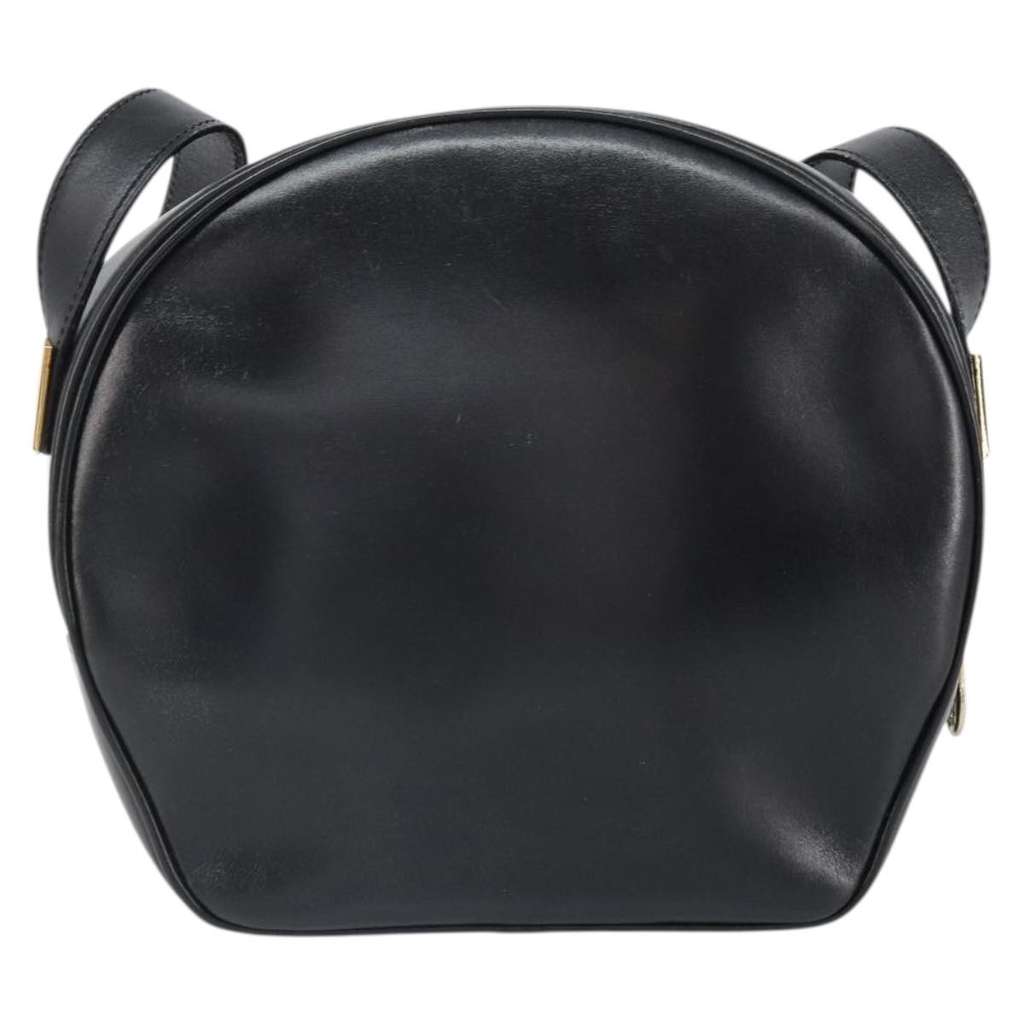 Celine Circle Logo Shoulder Bag Black Leather Good condition - Back View