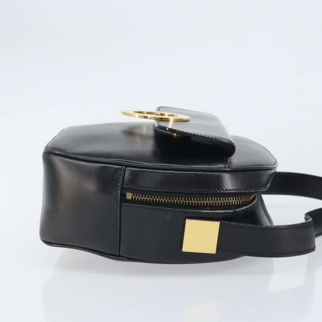 Celine Circle Logo Shoulder Bag Black Leather Good condition - Inside View
