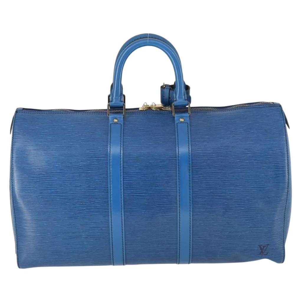 Louis Vuitton Keepall Bag Blue Leather Good condition - Back View