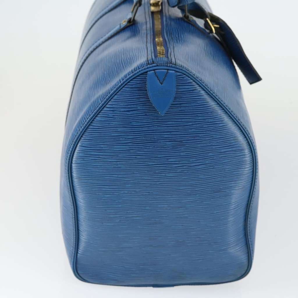 Louis Vuitton Keepall Bag Blue Leather Good condition - Model View