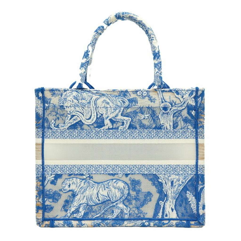 Christian Dior Book Tote Blue Canvas Good condition - Back View