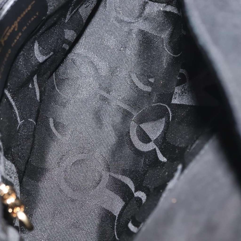 Salvatore Ferragamo Gancini Shoulder Bag Black Suede Good condition - Box View