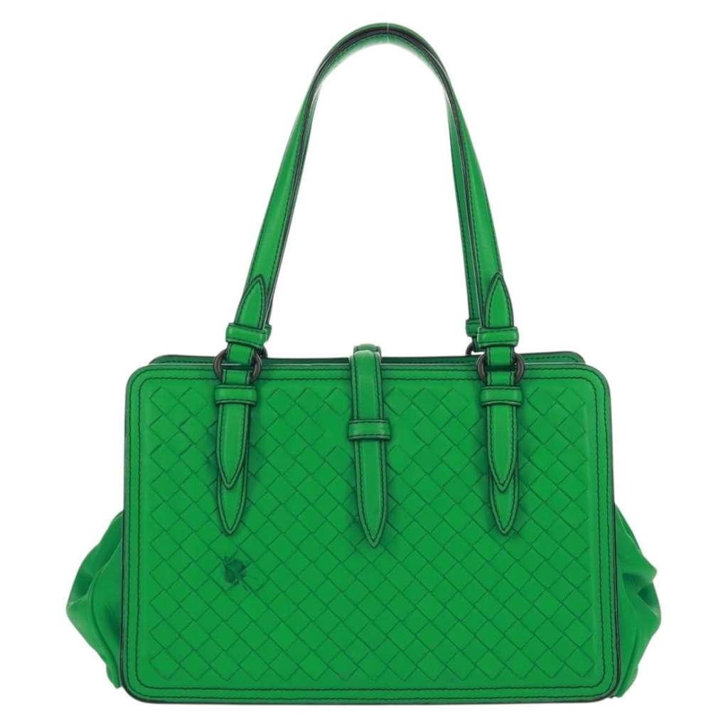 Bottega Veneta Intrecciato Handbag Green Leather Good condition - Back View