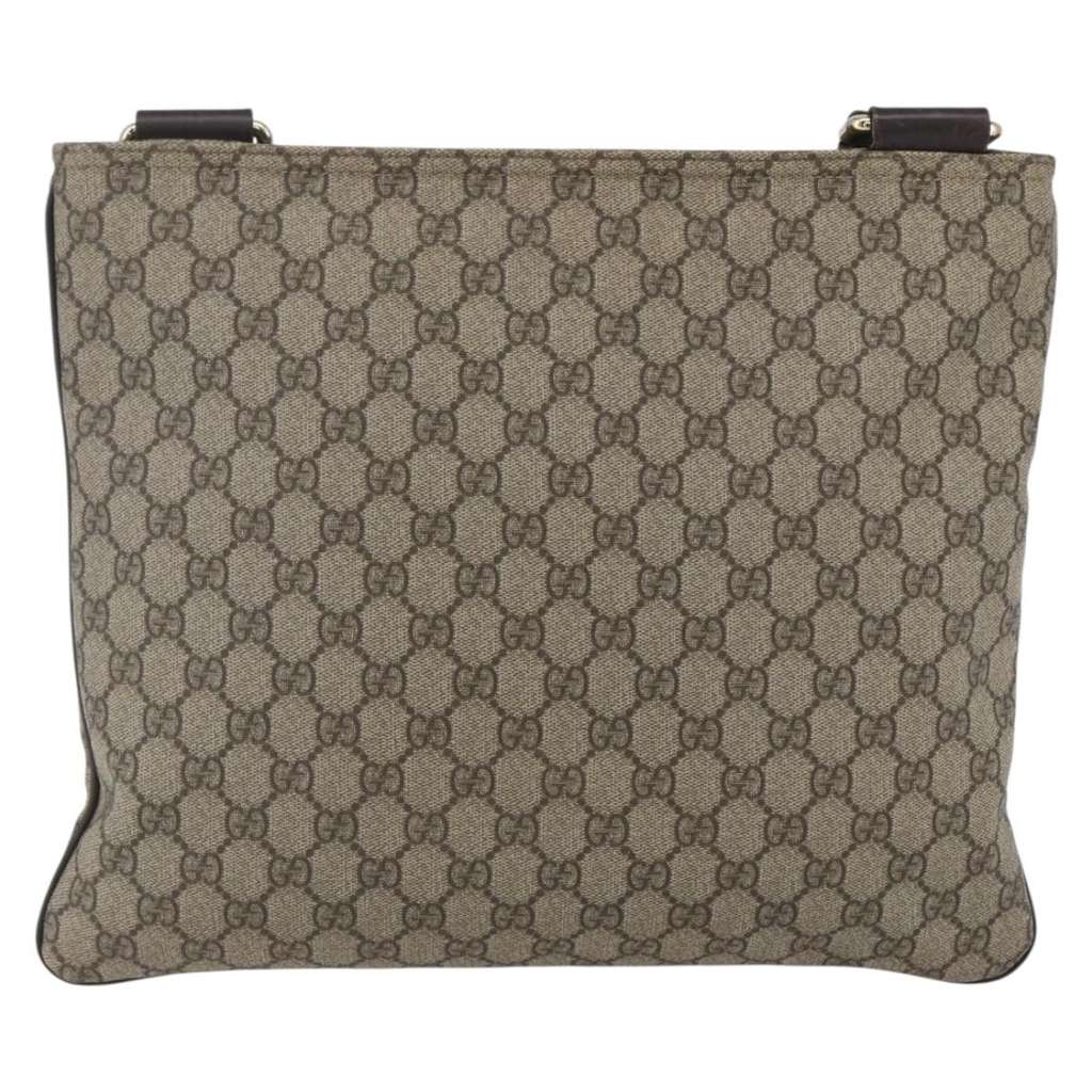 Gucci Zip Top Messenger Bag Beige Canvas Good condition - Back View