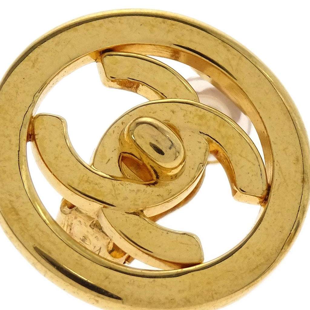 Chanel CC Round Earrings Gold Good condition - Back View