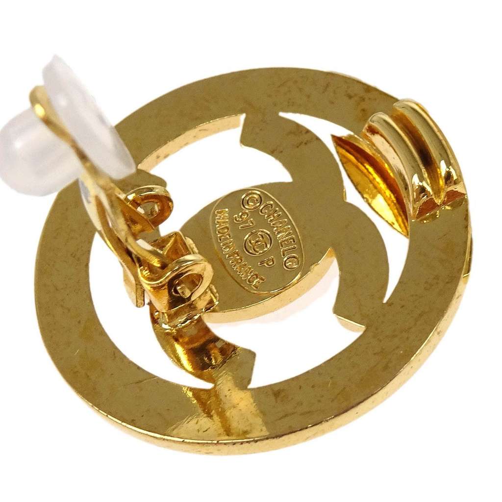 Chanel CC Round Earrings Gold Good condition - Model View