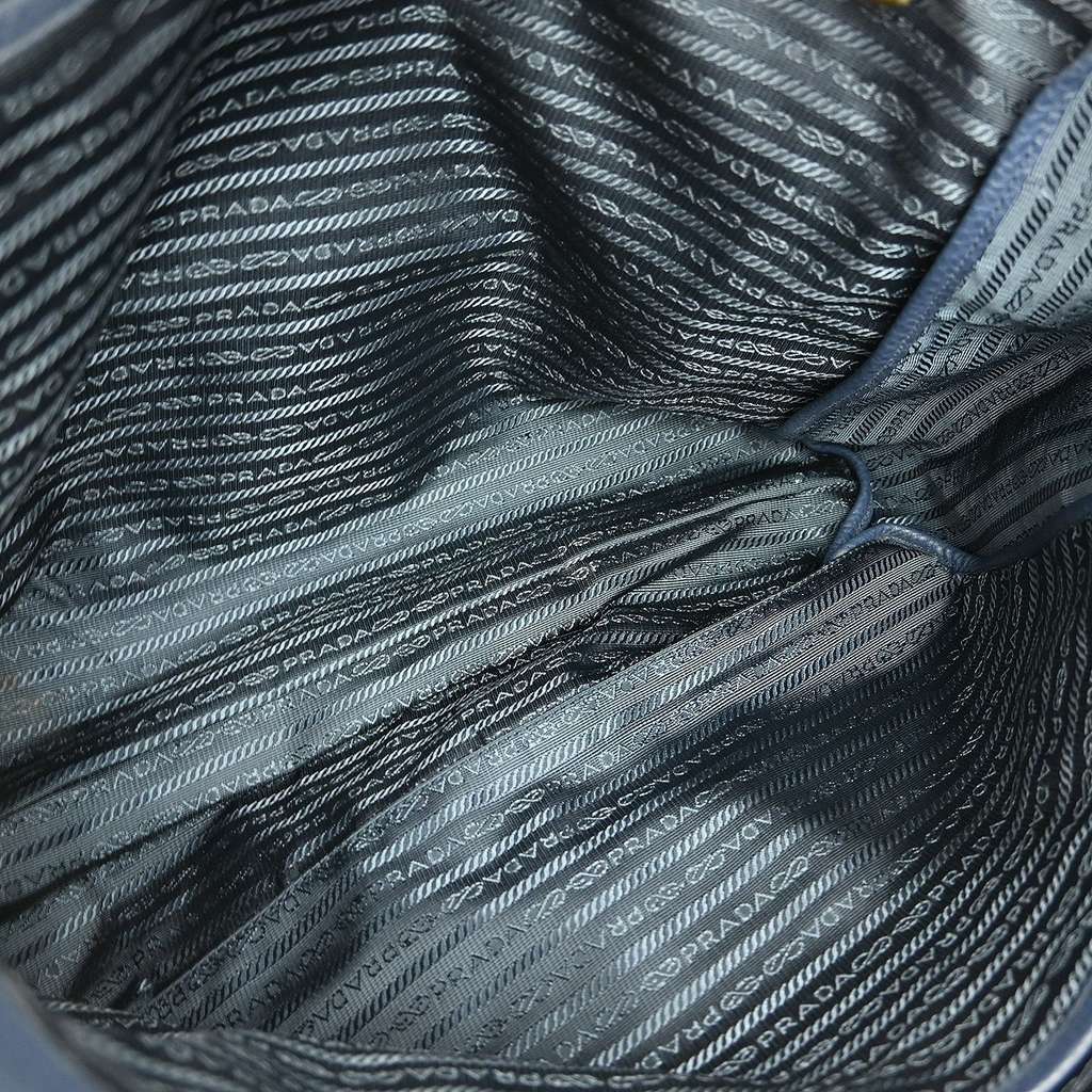 Prada Convertible Shopper Tote Navy Leather Good condition - Inside View