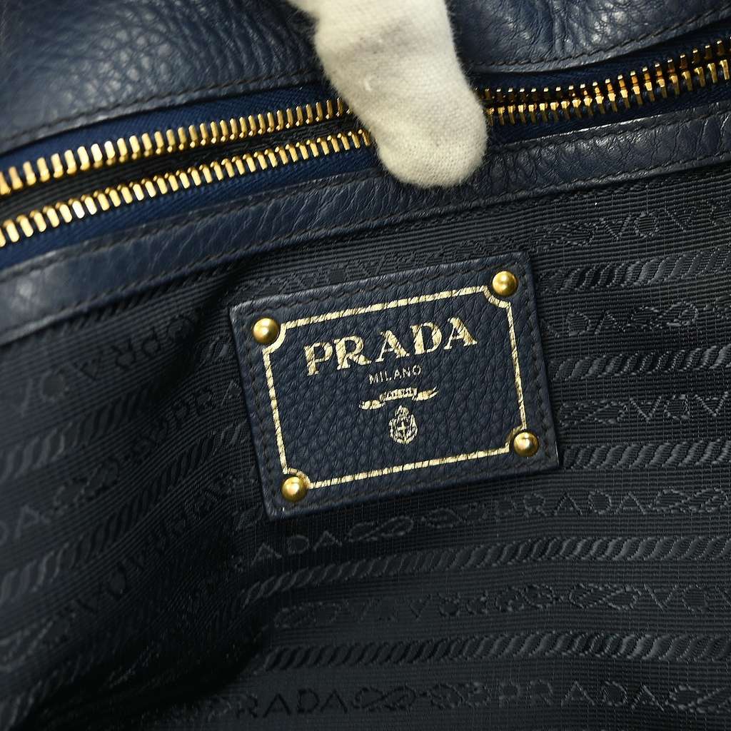 Prada Convertible Shopper Tote Navy Leather Good condition - Box View