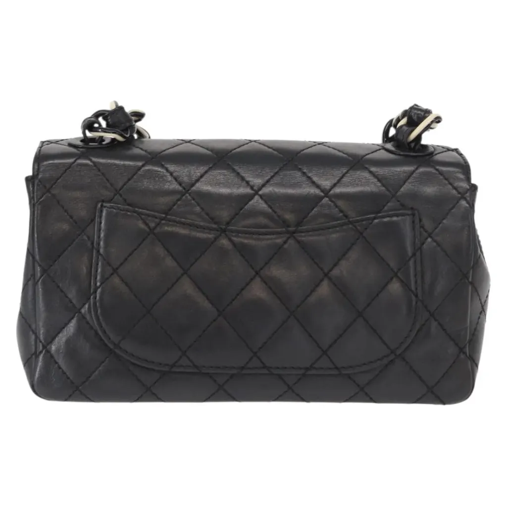 Chanel Vintage Resin Chain CC Flap Bag Black Leather Good - Back View
