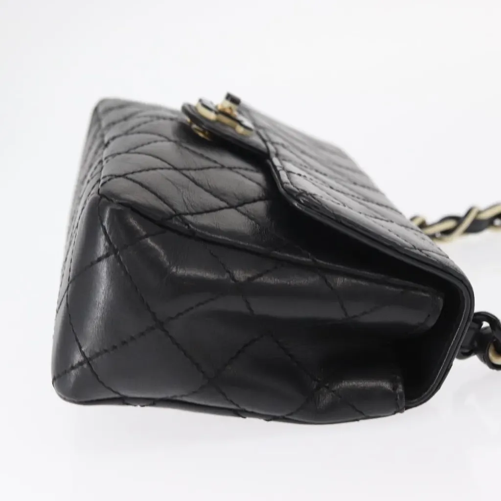 Chanel Vintage Resin Chain CC Flap Bag Black Leather Good - Inside View