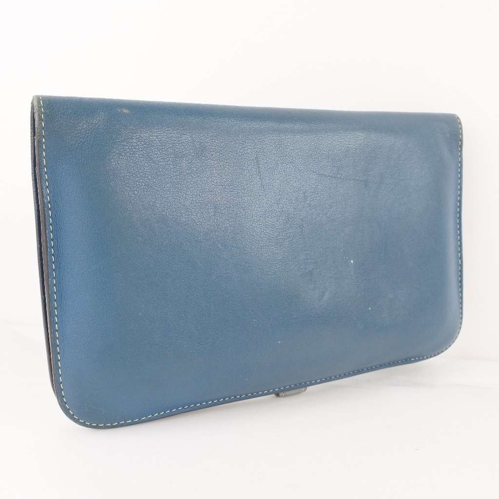 Hermès Dogon Duo Combined Wallet Blue Good condition - Back View
