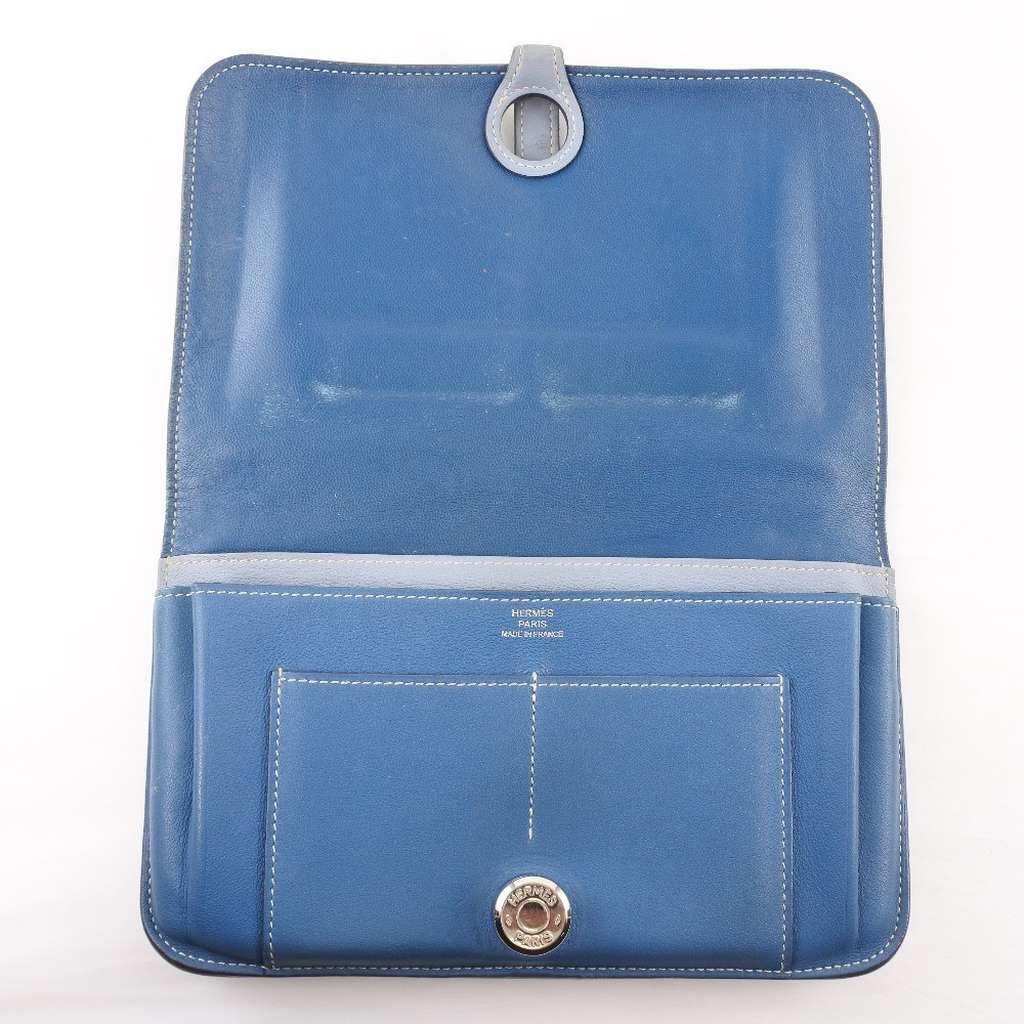 Hermès Dogon Duo Combined Wallet Blue Good condition - Model View