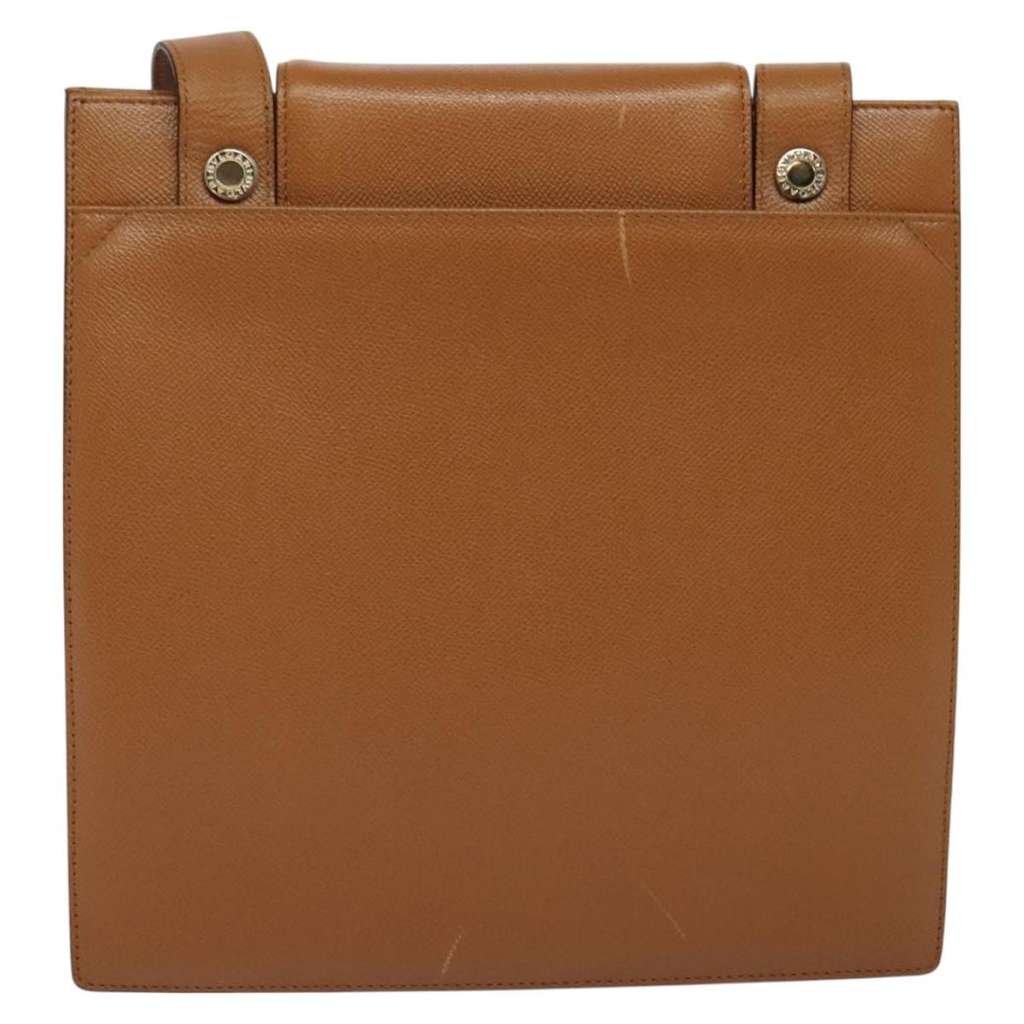Bvlgari Turnlock Flap Convertible Top Handle Brown Leather Good condition - Back View